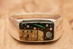 Calvin Begay Starry Night in the Pueblo Sterling Silver Ring